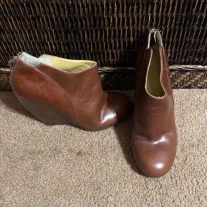 Genuine leather brown booties